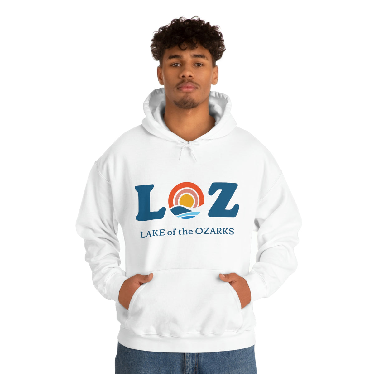 LOZ Lake of the Ozarks White Unisex Heavy Hooded Sweatshirt lozgear