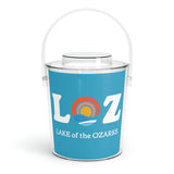 LOZ Lake of the Ozarks Turquoise Ice Bucket with Tongs