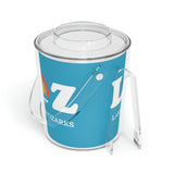 LOZ Lake of the Ozarks Turquoise Ice Bucket with Tongs
