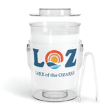 LOZ Lake of the Ozarks White Ice Bucket with Tongs