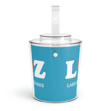 LOZ Lake of the Ozarks Turquoise Ice Bucket with Tongs