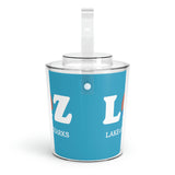 LOZ Lake of the Ozarks Turquoise Ice Bucket with Tongs