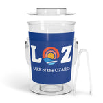 LOZ Lake of the Ozarks Dark Blue Ice Bucket with Tongs