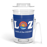 LOZ Lake of the Ozarks Dark Blue Ice Bucket with Tongs