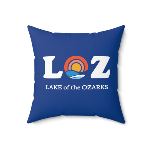 LOZ Lake of the Ozarks Dark Blue Spun Polyester Square Pillow