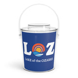 LOZ Lake of the Ozarks Dark Blue Ice Bucket with Tongs