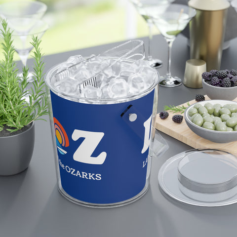 LOZ Lake of the Ozarks Dark Blue Ice Bucket with Tongs