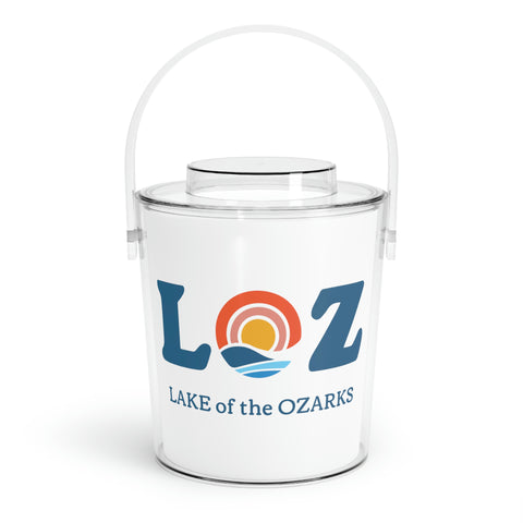 LOZ Lake of the Ozarks White Ice Bucket with Tongs