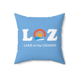 LOZ Lake of the Ozarks Light Blue Spun Polyester Square Pillow