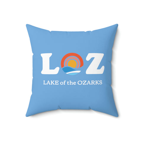 LOZ Lake of the Ozarks Light Blue Spun Polyester Square Pillow