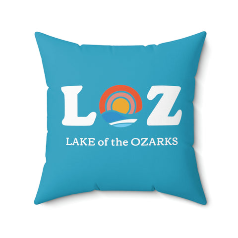 LOZ Lake of the Ozarks Turquoise Spun Polyester Square Pillow
