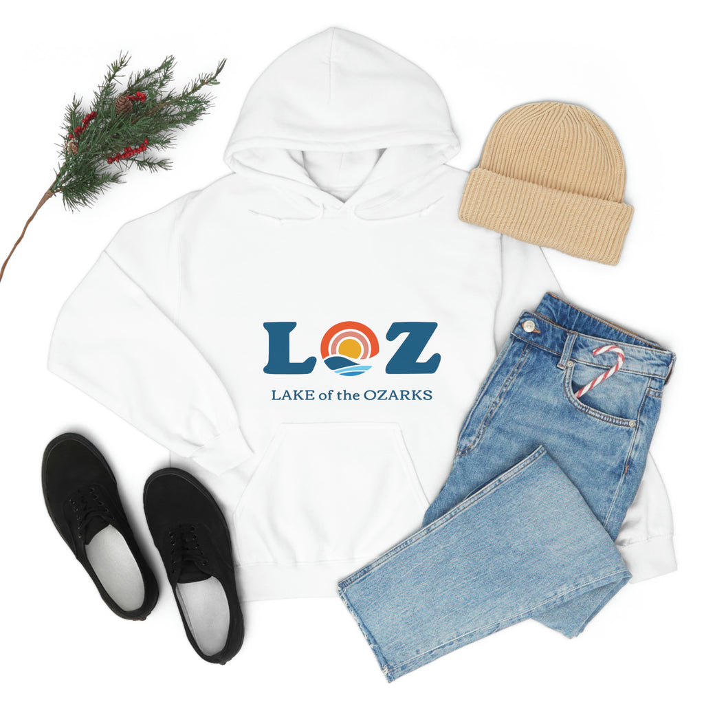 LOZ Lake of the Ozarks White Unisex Heavy Hooded Sweatshirt lozgear